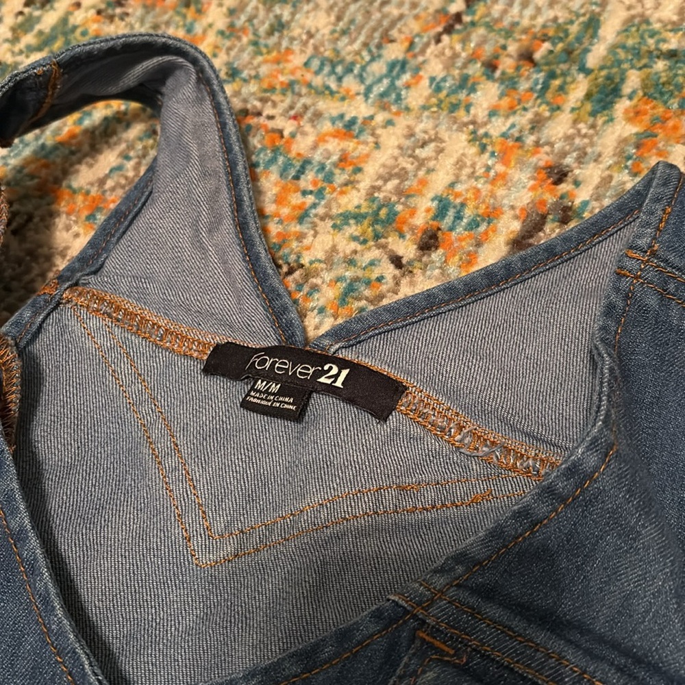 💎RARE💎FOREVER 21 Denim and Black Sheer Skirt Maxi Dress, Size Medium - Picture 4 of 7